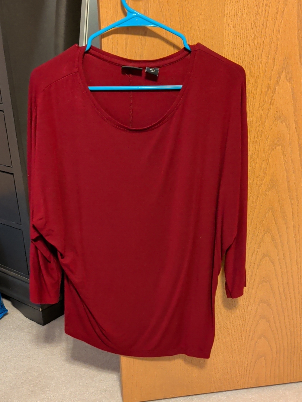 Rachel Zoe Deep Wine Scoop Neck Long Sleeve Top